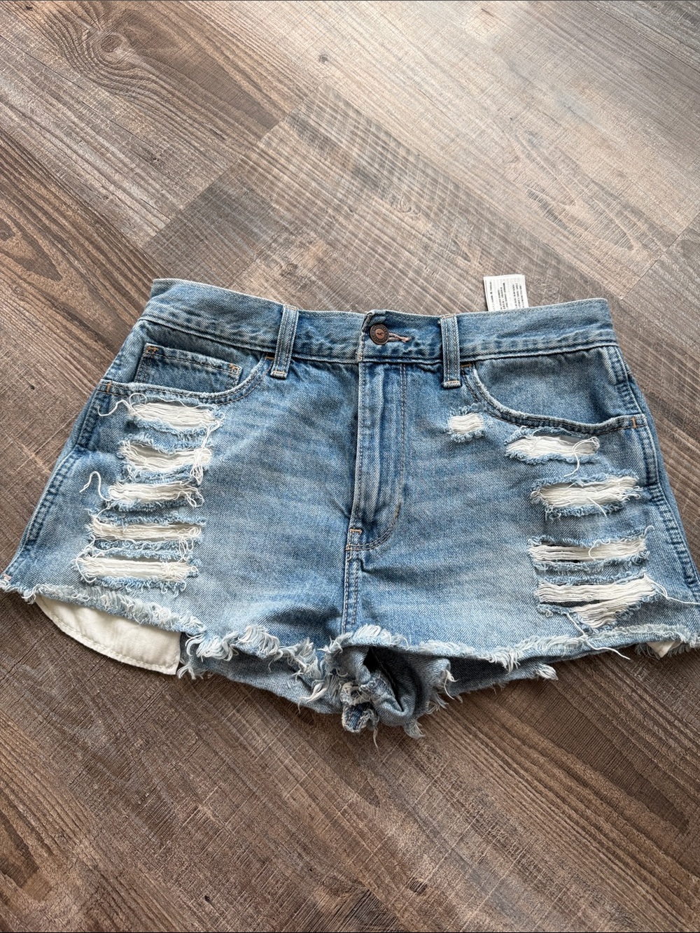 Hollister Light Blue Distressed Denim Cutoff Shorts